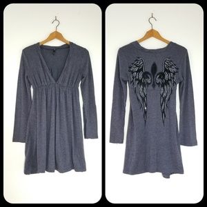 Hot Choco Knit Longsleeve Angle Wing Dress